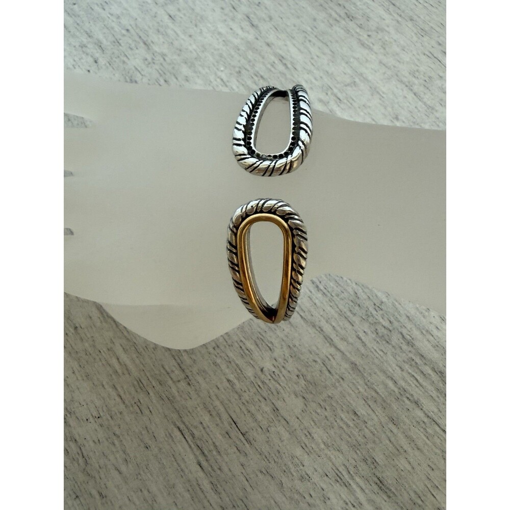 Vintage Brighton Clamper Rope Design Hinged Cuff Bracelet Silver‎ & Gold Rare